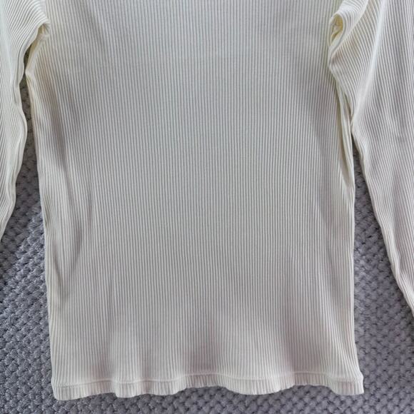 Uniqlo Sweater Womens M Cream Cotton Rib Knit Mock Neck Long Sleeve Fitted - Picture 4 of 12